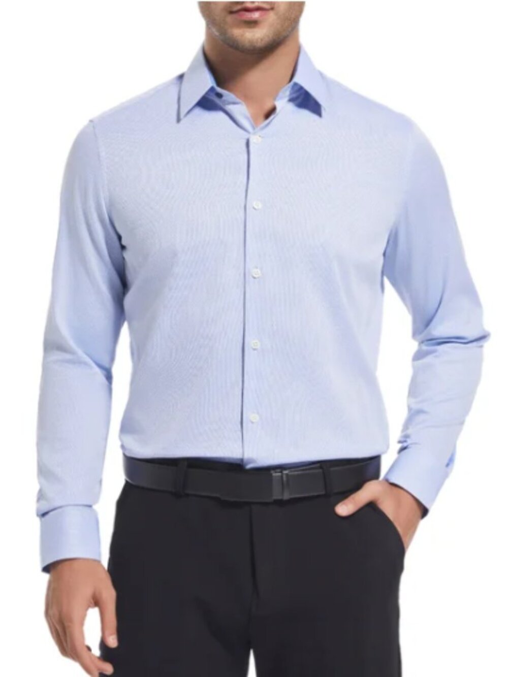 Duchamp Men's Slim Fit Dress Shirt Blue Size L 16.5